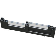 Vue en coupe d'une fenêtre coulissante avec cadre et vitrage.