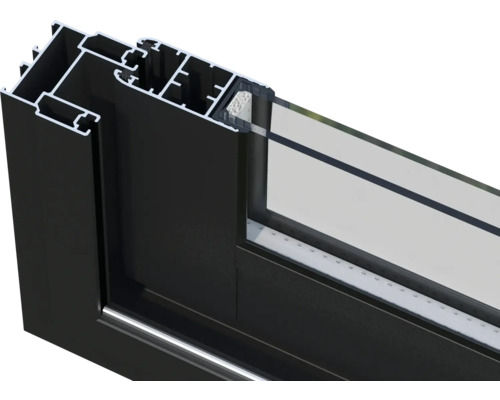 Vue détaillée d'un cadre de fenêtre en aluminium avec vitrage