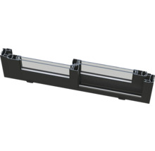 Coupe transversale d'un châssis de fenêtre noir avec double vitrage