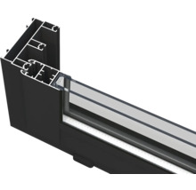 Coupe transversale d'un cadre de fenêtre en aluminium