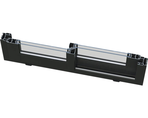 Section transversale d'une fenêtre coulissante en aluminium avec double vitrage