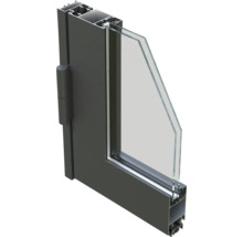 Profil de fenêtre en aluminium avec double vitrage en coupe transversale.