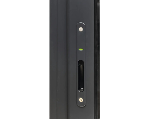 Vue détaillée d'une porte avec poignée intégrée et vis