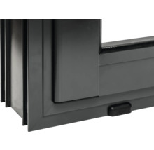 Vue détaillée d'une fenêtre coulissante avec cadre