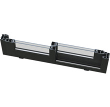 Vue en coupe d'une baie coulissante en aluminium noir avec verre