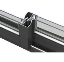 Vue détaillée d'un système de porte coulissante en aluminium