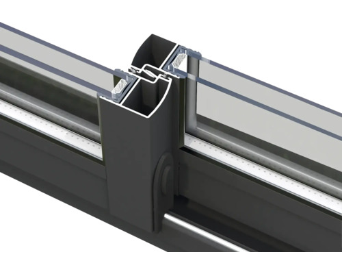 Vue détaillée d'un système de porte coulissante en aluminium