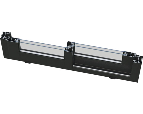 Coupe transversale d'une fenêtre coulissante en aluminium avec double vitrage