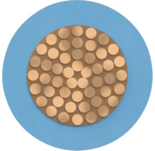 Querschnitt eines Elektrokabels mit Kupferleitern und Isolierung