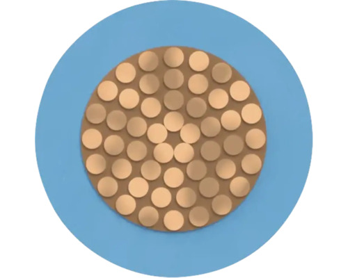 Querschnitt eines Elektrokabels mit Kupferleitern und Isolierung