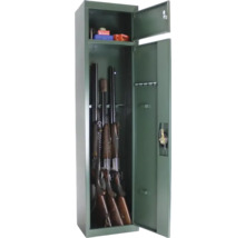 Waffenschrank aus Stahl mit geöffneter Tür und Gewehren