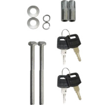 Befestigungsmaterial bestehend aus Schrauben, Unterlegscheiben, Sprengring, Dübel und Schlüssel