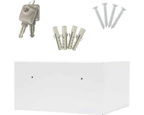 Coffre-fort pour meubles blanc avec clés, chevilles et vis