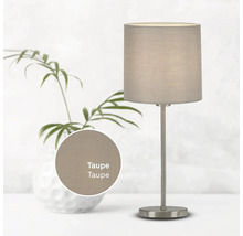 Tischleuchte aus Metall und Textil in Taupe