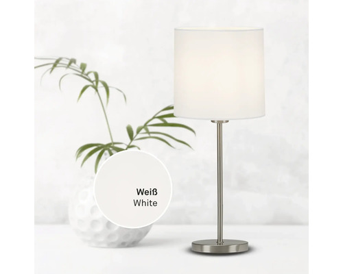 Weisse Tischleuchte mit Lampenschirm