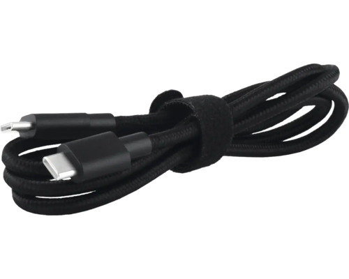 Câble noir USB-C vers micro-USB avec bande Velcro