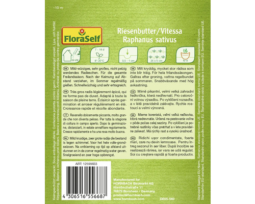 Saatgutpackung Riesenbutter/Vitessa Raphanus sativus