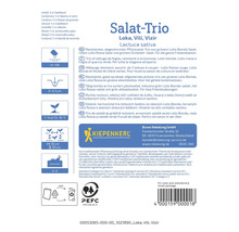 Salat Trio Saatband Packung mit Informationen zu Pflanzzeit und Eigenschaften