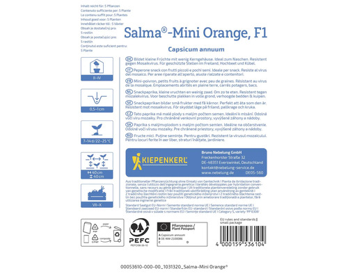 Verpackung für Salma Mini Orange F1 Paprika-Samen
