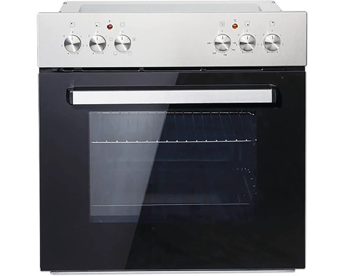 Four avec boutons de commande et façade en verre