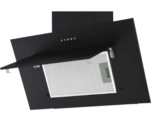 Hotte de cuisine noire avec filtre métallique