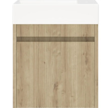 Meuble sous-lavabo avec décor en bois et lavabo