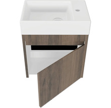 Meuble sous-lavabo avec porte ouverte