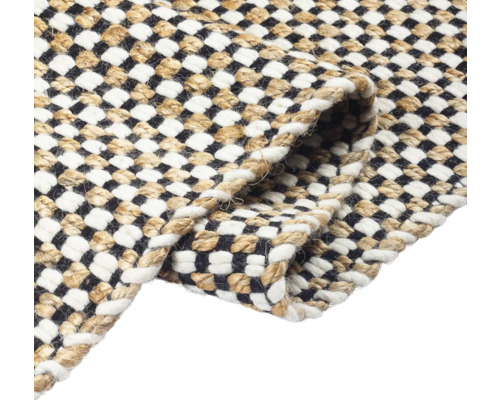 Geflochtener Teppich mit Schachbrettmuster aus Jute und Baumwolle