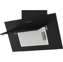 Schwarze Dunstabzugshaube mit Metallfettfilter