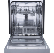 Lave-vaisselle ouvert avec paniers à vaisselle