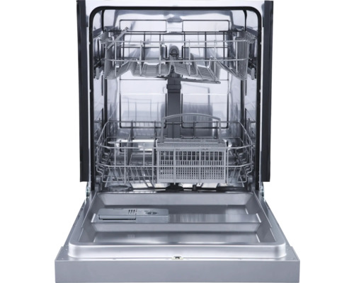 Lave-vaisselle ouvert avec paniers à vaisselle