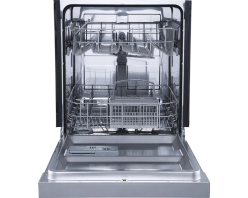 Lave-vaisselle ouvert avec paniers à vaisselle