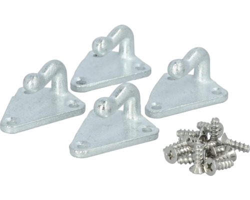 Quatre crochets d'angle galvanisés avec vis