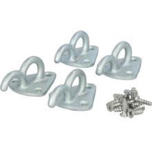 Quatre serre-câbles métalliques avec vis de fixation