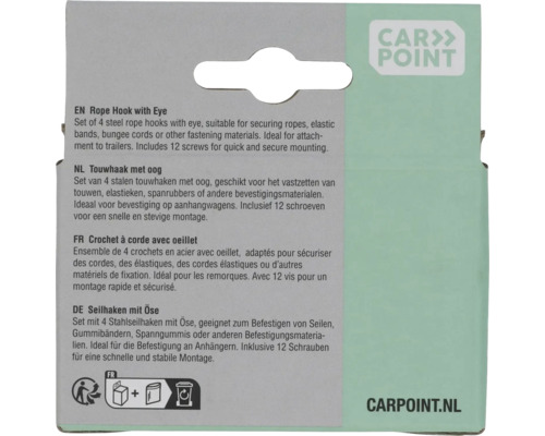 Ensemble de quatre crochets de câble en acier avec oeillet et douze vis pour la fixation de câbles aux remorques