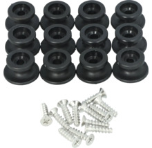 Schwarze Abstandshalter mit Schrauben