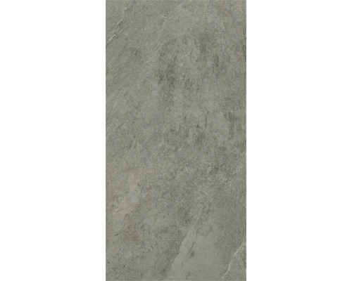 Carrelage de sol gris aspect pierre.