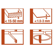 Symbole pour l'épaisseur du matériau et la technique d'application