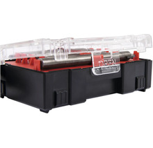 Jeu de forets dans une boîte en plastique noire avec couvercle transparent