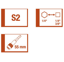 Informationen zum Schraubendreherbit S2, 1/4 Zoll und 55 mm Länge