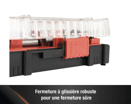 Vue détaillée de la fermeture d'une mallette d'assortiment