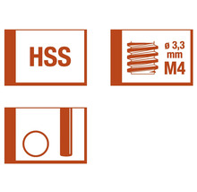 Symbole HSS, symbole de filetage diamètre 3,3 millimètres, symbole M4