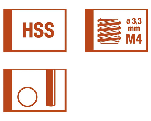 Symbole HSS, symbole de filetage diamètre 3,3 millimètres, symbole M4