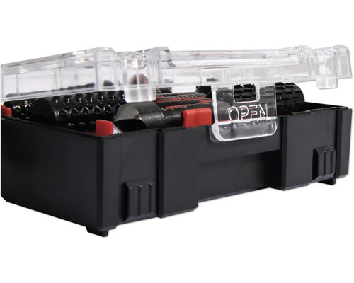 Kit d'outils avec boîtier noir et couvercle transparent