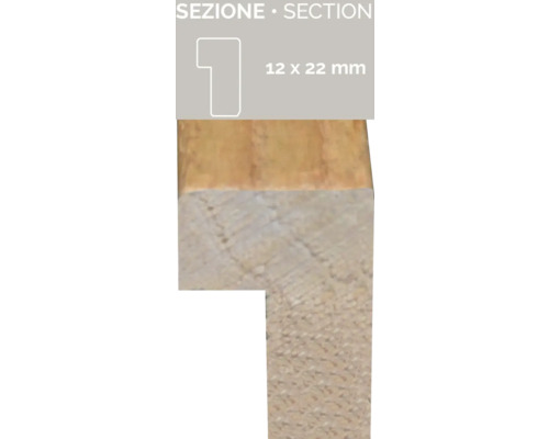 Holzprofil mit den Maßen 12 x 22 Millimeter
