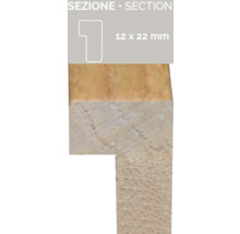 Holzprofilleiste mit den Maßen 12 x 22 Millimeter.