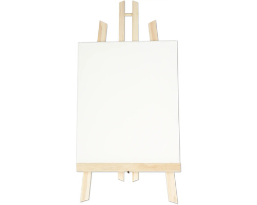 Chevalet en bois avec toile blanche
