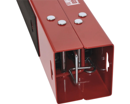 Vue détaillée d'un établi rouge réglable