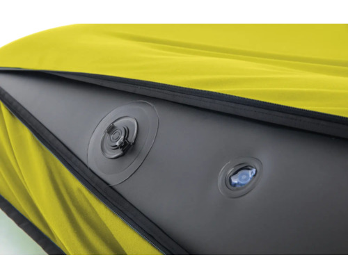 Gros plan d'un canapé gonflable avec valves