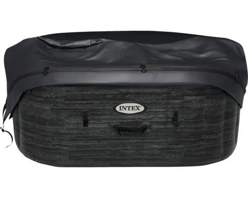 Intex Logo auf einem Whirlpool mit Abdeckung